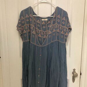 Oversized Embroidered Natural Life Tunic Dress